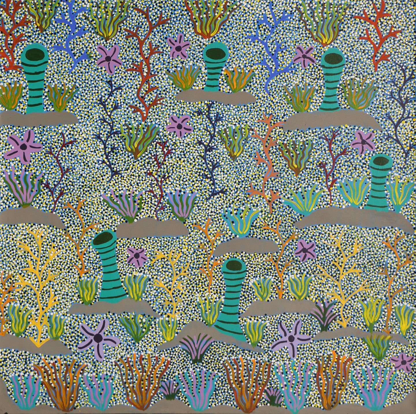 Ant Hills and Bush Medicine, Bush Flowers., 91x91 cm