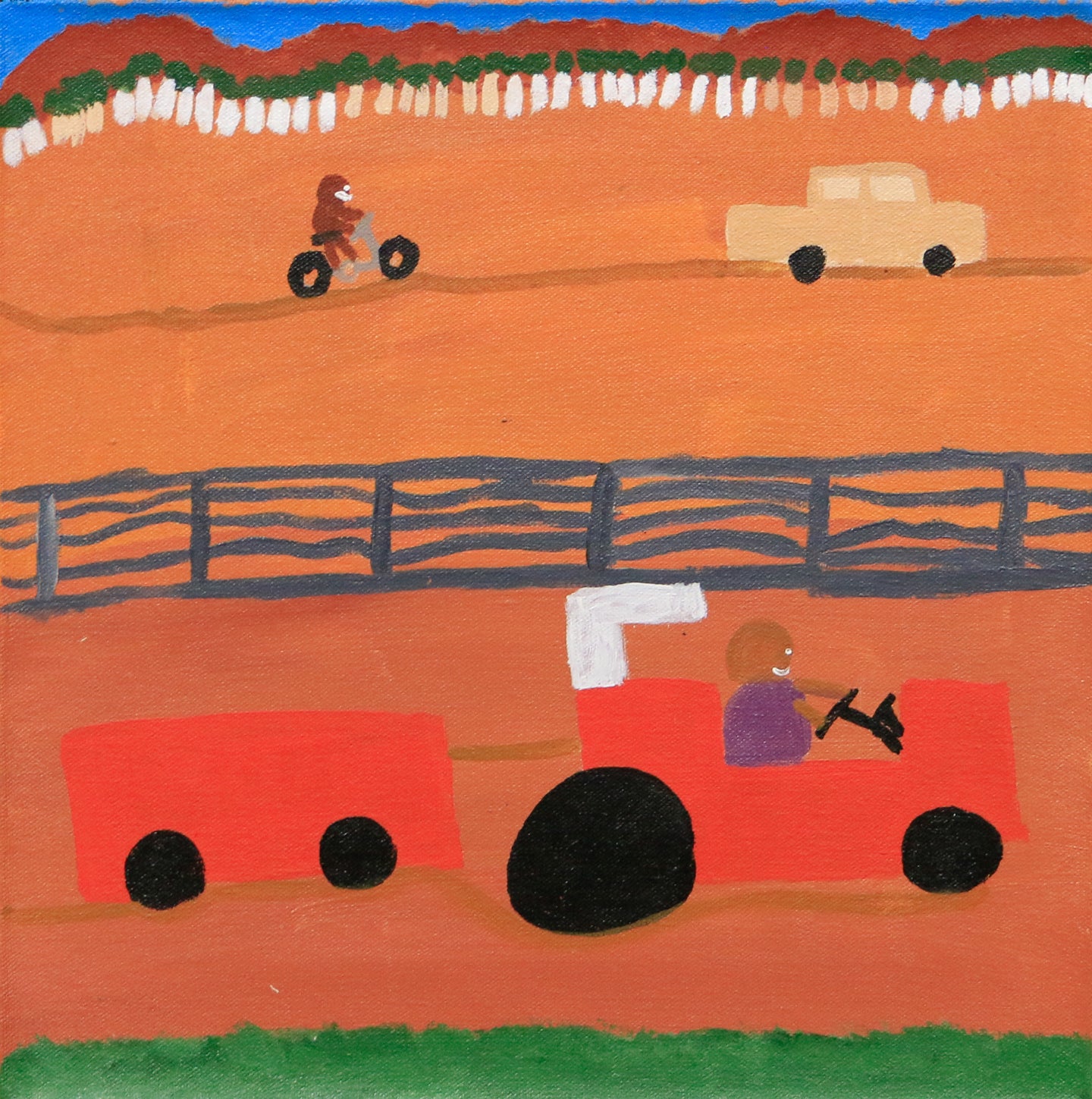 Tractor on the Station, 30x30cm